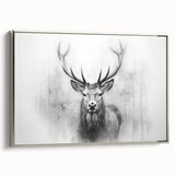 Framed wall art showcasing a serene silver-accented deer design on canvas, perfect for nature-themed decor. Ideal for adding elegance to any living space.