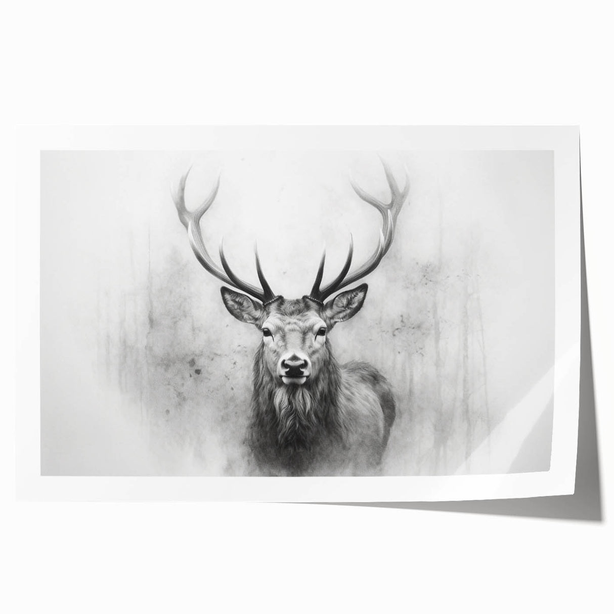 Artistic rolled print showcasing a serene deer design in a natural setting, perfect for wildlife-themed decor. Ideal for adding a touch of nature to any space.