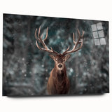 Side view of a deer-themed wall art piece made of acrylic glass, showcasing intricate wildlife design elements and vibrant colors, perfect for nature enthusiasts.