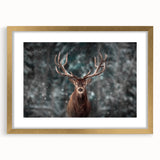 Gold-framed wall art collection featuring a stylish deer design, elegantly matted, showcasing intricate details in a contemporary home decor setting.