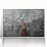 Framed acrylic wall art featuring a serene deer design in a natural setting, showcased against a white background, perfect for wildlife enthusiasts and home decor.