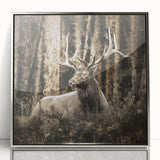 Framed acrylic wall art featuring a stunning deer design, showcasing intricate details and vibrant colors, perfect for enhancing modern home decor.
