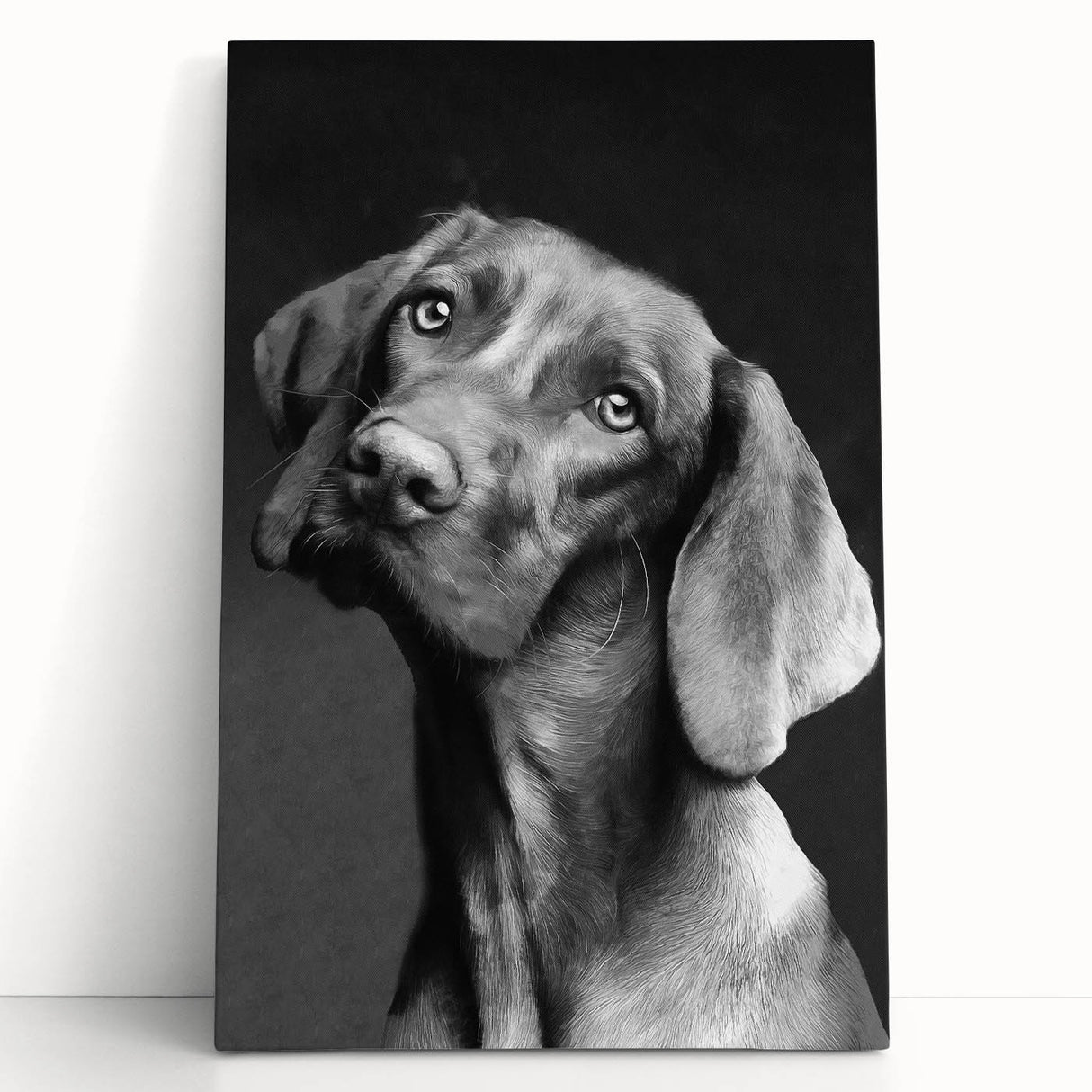 Stretched canvas wall art featuring a vibrant design of wild dogs in a natural setting, showcasing rich colors and intricate details, perfect for animal lovers.