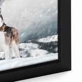 Framed canvas wall art featuring a close-up design of dogs in a wild-life theme, showcasing vibrant colors and intricate details, perfect for pet lovers’ decor.