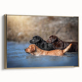 Framed canvas wall art showcasing a golden dog design from the "Animals: A Wild Life" collection, featuring a modern aesthetic and vibrant colors, perfect for pet lovers.