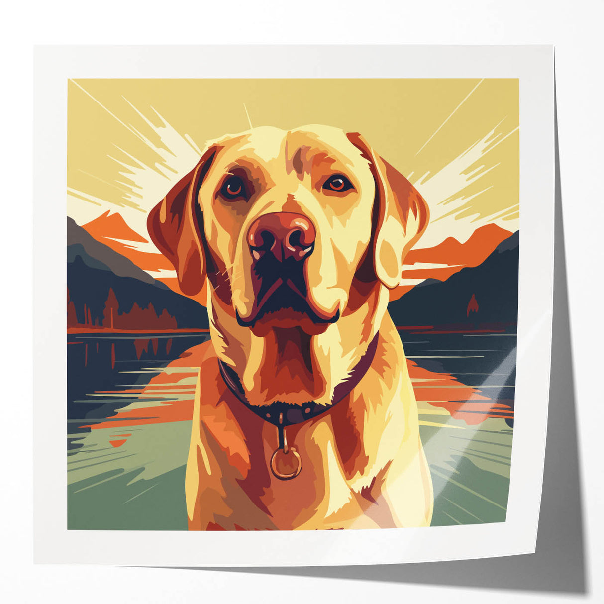 Colorful wall art featuring a vibrant dog-themed design in a contemporary style, showcased in a high-quality glossy finish, ideal for pet lovers' home decor.