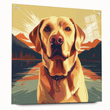 Side view of a wall art collection featuring a wild dog design printed on acrylic glass, showcasing vivid colors and intricate details, ideal for animal lovers.