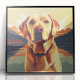 Framed wall art featuring a vibrant dog design from the "Animals A Wild Life" collection, showcasing playful colors and intricate details, perfect for animal lovers.