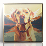 Framed wall art showcasing a vibrant dogs design from the Animals A Wild Life collection, featuring a gold acrylic front for an elegant finish. Ideal for pet lovers.