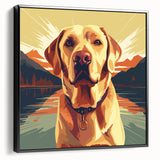 Framed canvas wall art depicting a stylish dog design from the 'Animals A Wild Life' collection, featuring a sleek black frame, ideal for modern home decor.