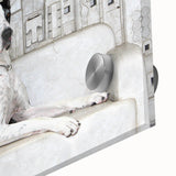 Close-up of a vibrant acrylic wall art piece depicting a playful dog design, showcasing intricate details and lively colors, perfect for animal lovers' decor.