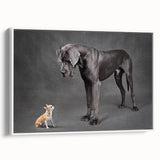 Framed canvas wall art showcasing a vibrant design of wild dogs in a natural setting, featuring rich colors and detailed textures, perfect for animal lovers' decor.