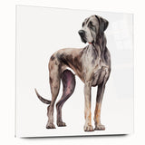 Acrylic glass wall art featuring a vibrant dog design from the "Animals - A Wild Life" collection, showcasing a side view without pins, perfect for home decor.