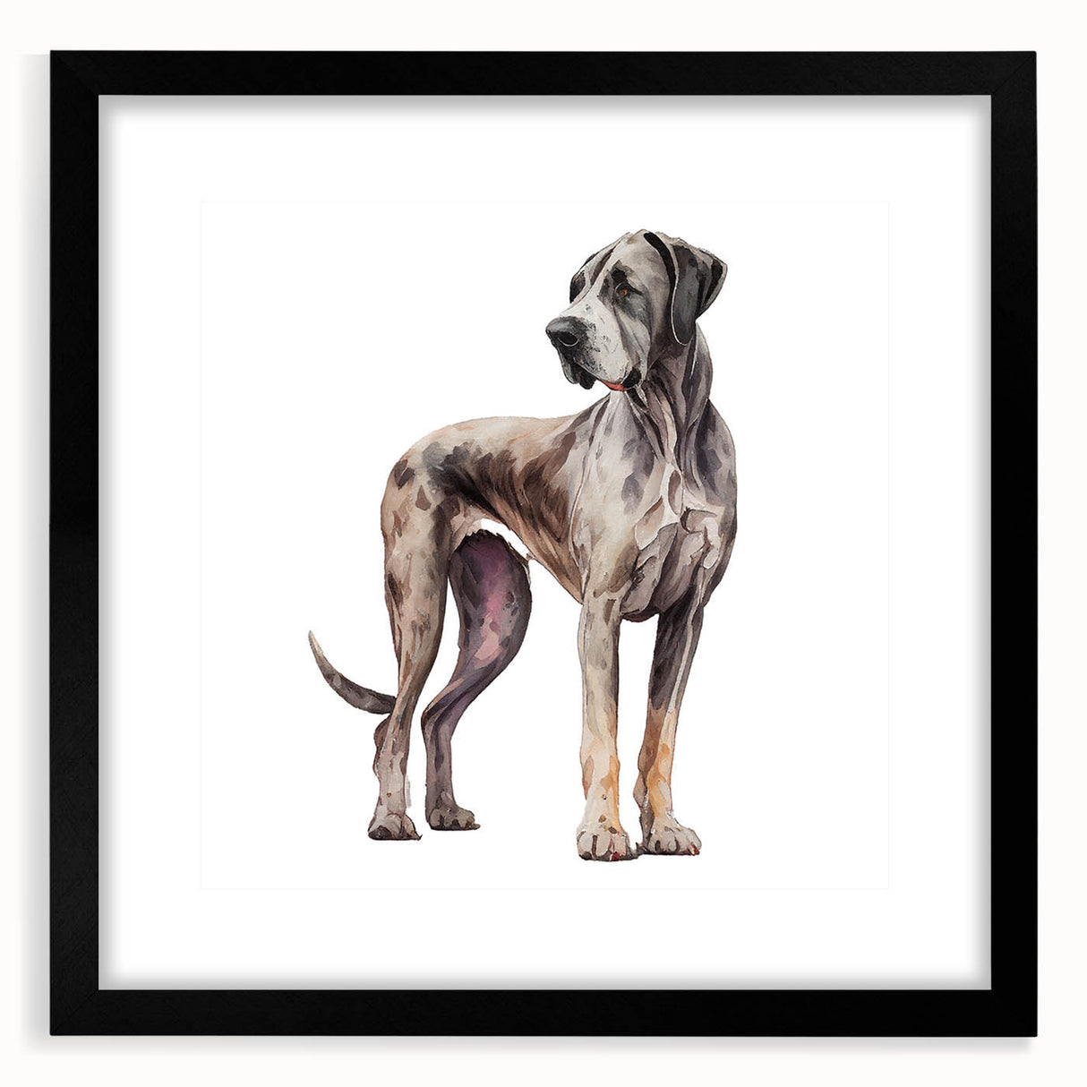 Framed wall art collection featuring a stylish design of various dog breeds in a modern black frame, perfect for animal lovers' home decor.
