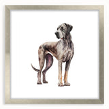Framed wall art collection showcasing a vibrant dog design, featuring a silver frame and mat, perfect for adding a touch of wildlife decor to any space.