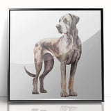 Framed acrylic wall art featuring a vibrant dog design from the "Animals A Wild Life" collection, showcasing a black frame and colorful artwork, perfect for pet lovers and home decor enthusiasts.