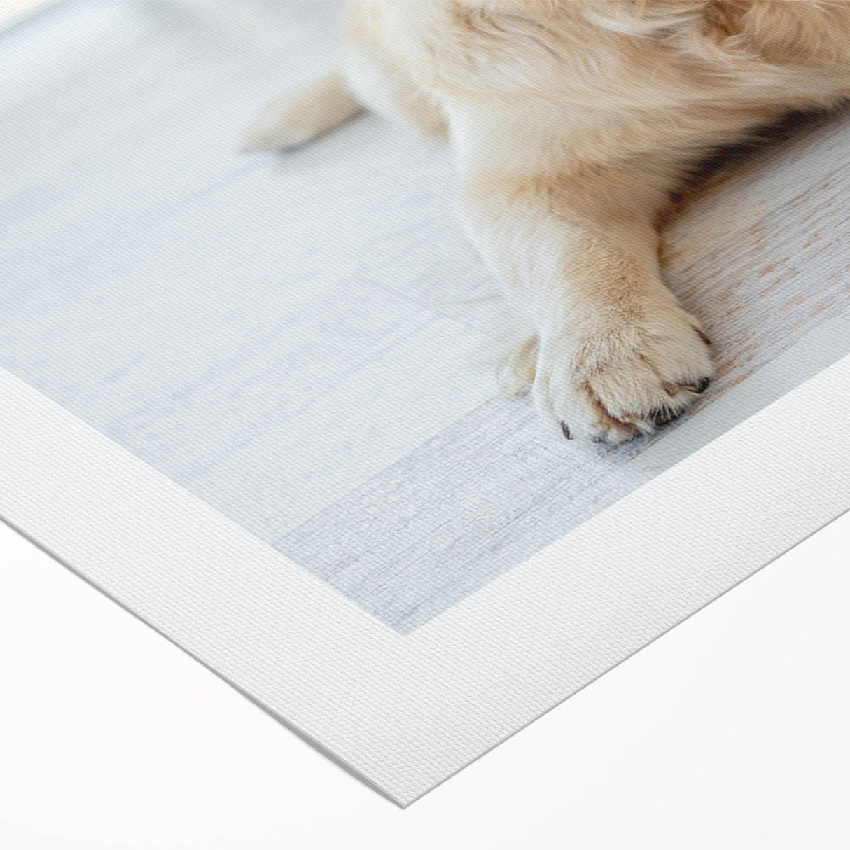 Colorful rolled canvas artwork showcasing a whimsical design of various dog breeds in playful poses, perfect for animal lovers and home decor enthusiasts.