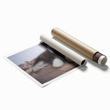 Vibrant rolled print of a whimsical dog-themed wall art collection, showcasing colorful illustrations of various dog breeds against a light background, perfect for pet lovers' home decor.