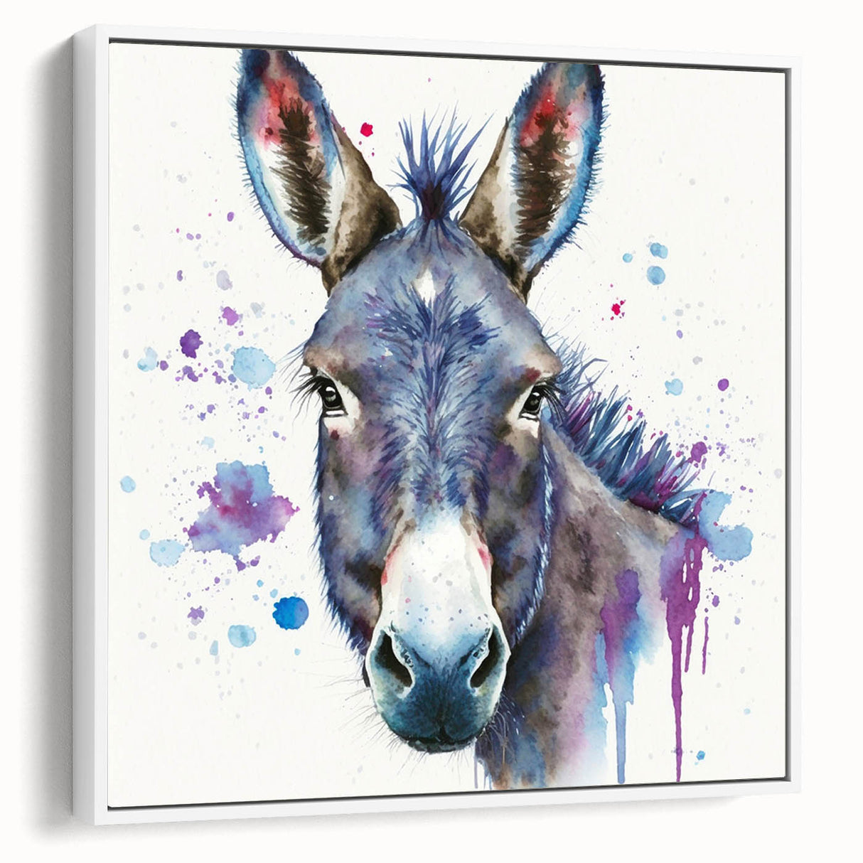 Framed wall art of a donkey design from the 'Animals A Wild Life' collection, showcasing intricate details with a white background, perfect for animal lovers and home decor enthusiasts.