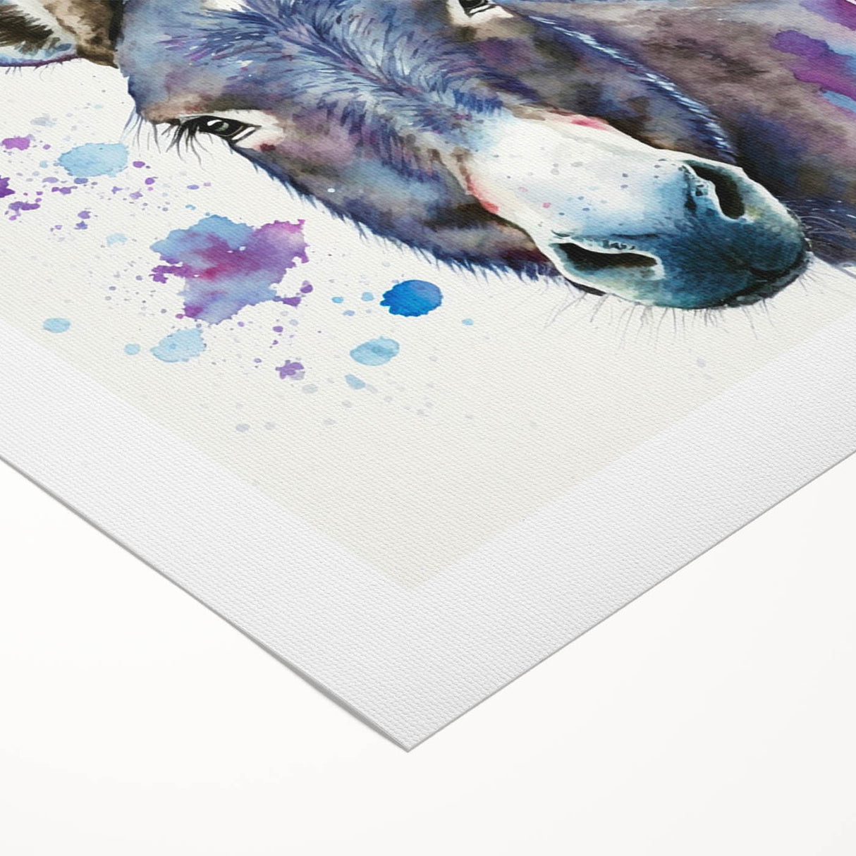 Rolled canvas showcasing a vibrant donkey design from the Wild Life collection, featuring intricate details and rich colors, perfect for animal lovers' home decor.