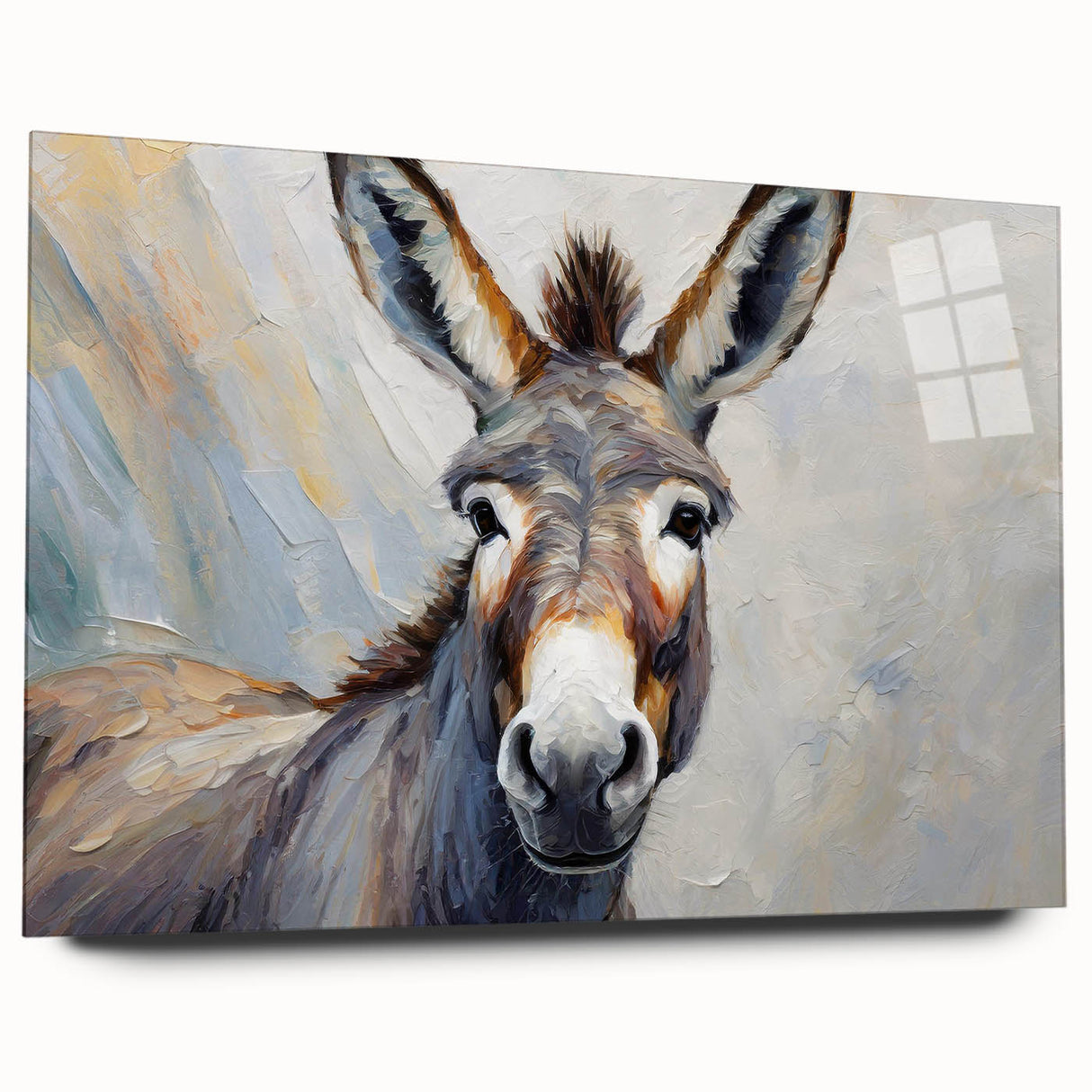 Side view of a donkey wall art design, showcasing its intricate details on acrylic glass, perfect for animal lovers and home decor enthusiasts.