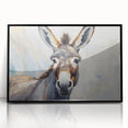 Framed wall art featuring a donkey design from the 'Animals A Wild Life' collection, showcasing vibrant colors and a sleek black frame, perfect for animal lovers' decor.