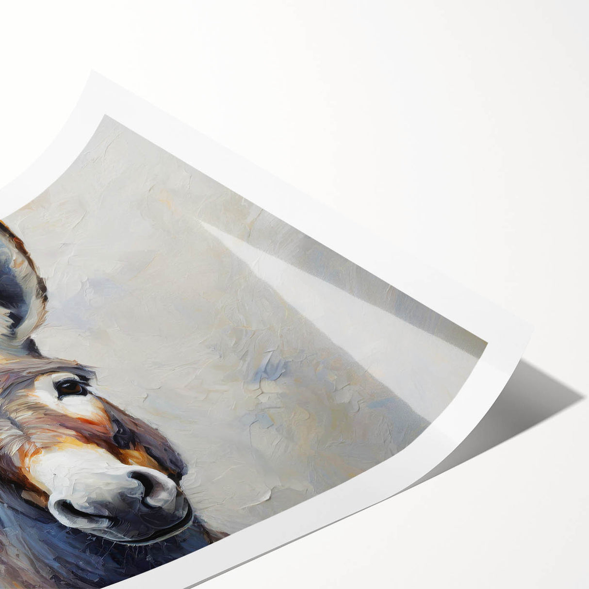 Rolled print showcasing a vibrant donkey design from the "Animals a Wild Life" wall art collection, perfect for adding a touch of nature-inspired decor to any room.