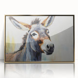 Framed wall art featuring a whimsical donkey design with a gold-acrylic finish, showcasing vibrant colors and intricate details, perfect for animal lovers' decor.