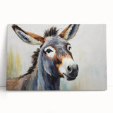 Stretched canvas wall art featuring a whimsical donkey design, showcasing vibrant colors and playful details, perfect for adding charm to any room decor.