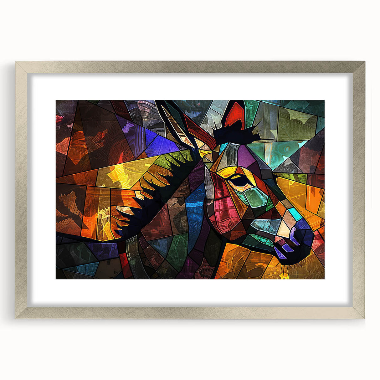 Framed wall art collection featuring a silver mat and a striking donkey design, ideal for animal lovers, enhancing home decor with a wild life theme.