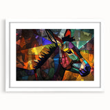 Front view of a framed wall art collection showcasing a whimsical donkey design, featuring a white mat and sleek frame, ideal for animal lovers' decor.