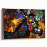 Framed canvas wall art featuring a side view of a donkey design in a gold frame, showcasing intricate details and vibrant colors, ideal for animal lovers and home decor.