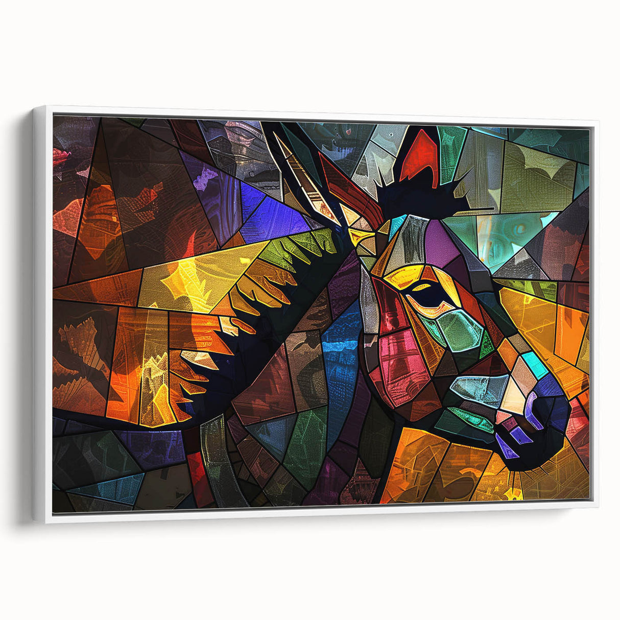 Framed canvas wall art featuring a side view of a donkey in a wild landscape, showcasing earthy tones and intricate details, perfect for animal lovers’ decor.