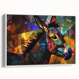 Framed canvas wall art featuring a side view of a donkey in a wild landscape, showcasing earthy tones and intricate details, perfect for animal lovers’ decor.