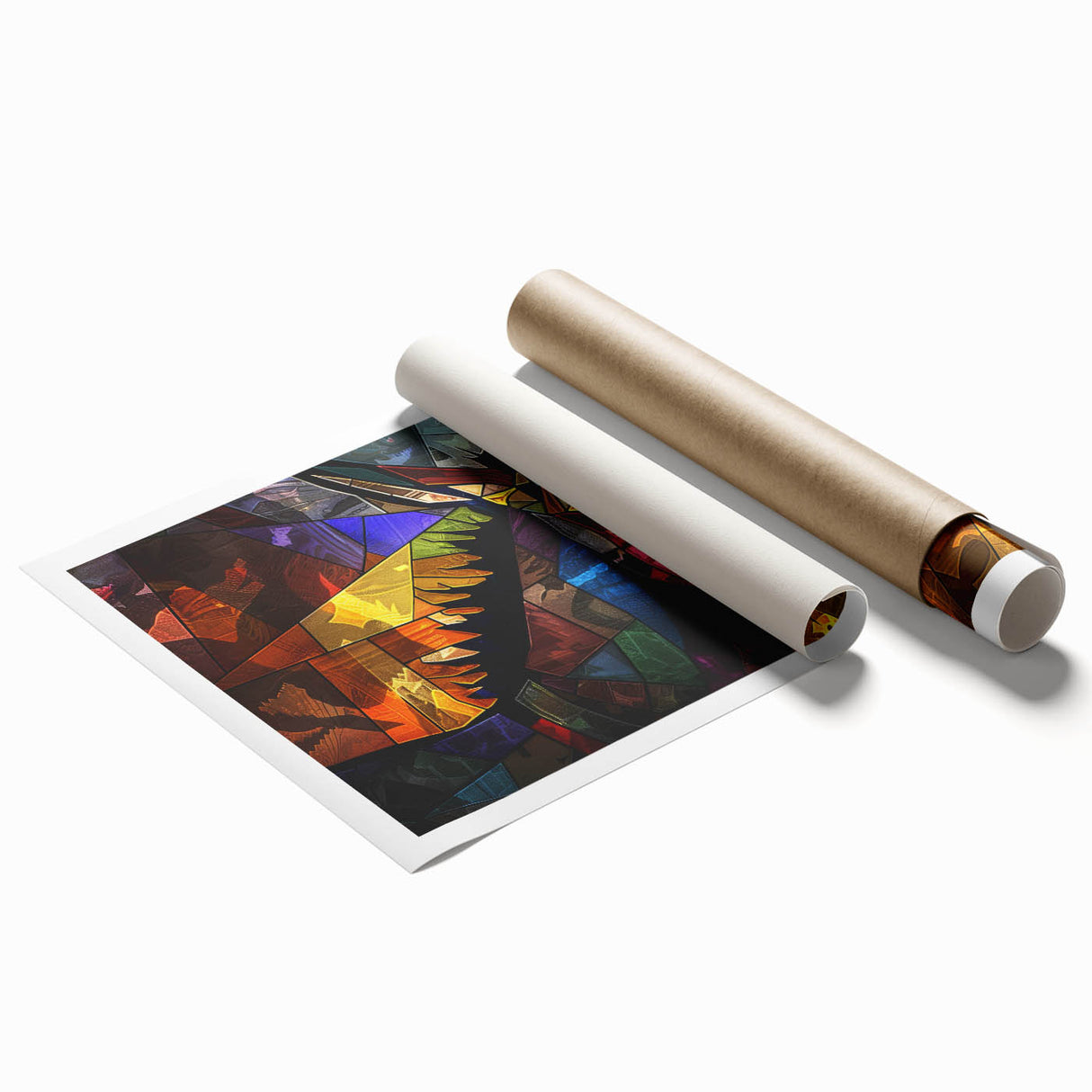 Donkey-themed wall art print showcasing vibrant colors and intricate design, rolled for easy display or storage, perfect for animal lovers and home decor.