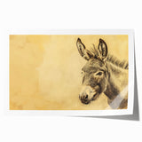 Rolled print of a whimsical donkey illustration in vibrant colors, showcasing playful details and textures, perfect for animal lovers and home decor enthusiasts.