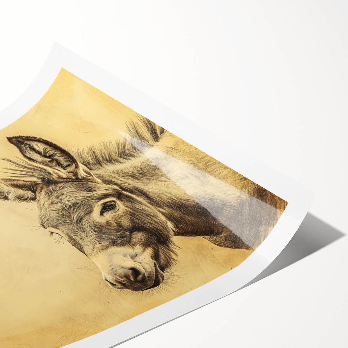 Donkey wall art design showcasing a vibrant, playful illustration in a rolled print format, perfect for adding a touch of whimsy to any room decor.
