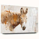 Side view of a sleek acrylic glass wall art piece featuring a whimsical donkey design, perfect for animal lovers, enhancing home decor with vibrant colors.