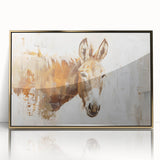 Framed wall art featuring a detailed donkey design with a gold-acrylic finish, showcasing vibrant colors and intricate details, perfect for animal lovers and modern decor.