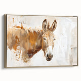 Framed wall art featuring a side view of a donkey design from the "Animals A Wild Life" collection, set against a gold background, perfect for animal lovers and home decor.