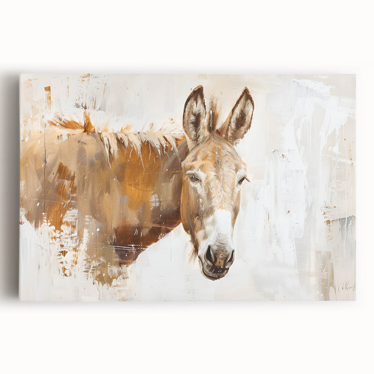 Stretched canvas wall art featuring a vibrant donkey design in a wild life theme, showcasing rich colors and intricate details, perfect for animal lovers' decor.