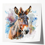 Donkey-themed wall art print showcasing a vibrant and whimsical design, featuring rich colors and intricate details, perfect for animal lovers and home decor enthusiasts.
