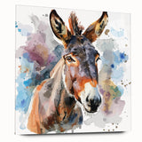 Acrylic glass wall art featuring a side view of a donkey design from the "Animals - A Wild Life" collection, showcasing vibrant colors and intricate details for animal lovers. This art piece adds a unique touch to any home decor.