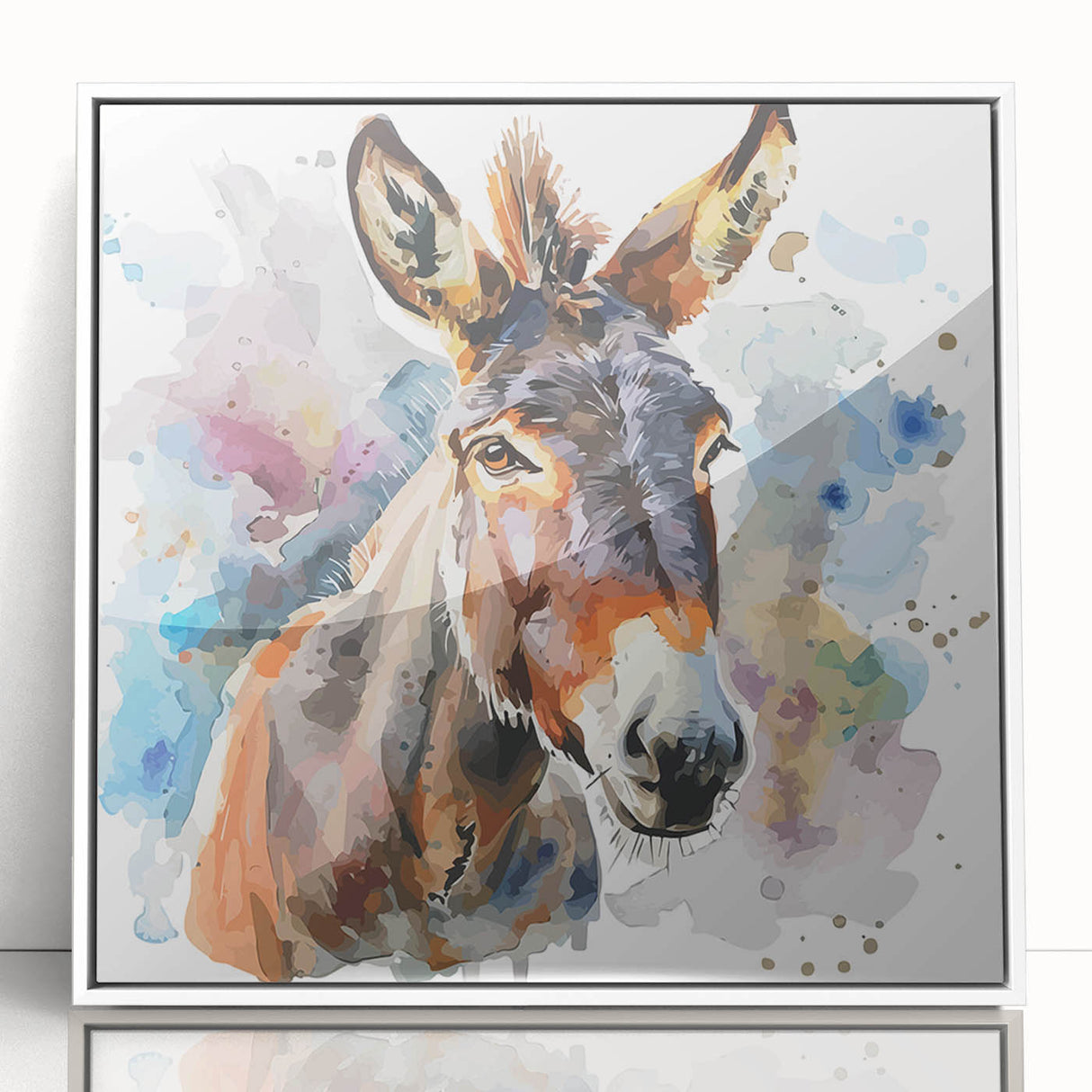 Framed acrylic wall art featuring a whimsical donkey design, showcasing vibrant colors and playful details, perfect for adding a fun touch to any room decor.