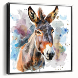 Framed canvas art showcasing a side view of a donkey with a minimalist black design, perfect for animal lovers and home decor enthusiasts, highlighting its unique artistic style.