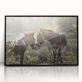 Framed wall art showcasing a black and white donkey design, featuring a sleek acrylic finish, perfect for adding a modern touch to any room decor.