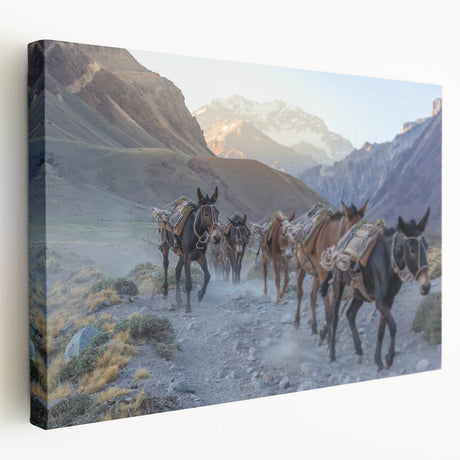 Stretched canvas wall art showcasing a side view of a donkey, featuring earthy tones and intricate details, perfect for animal lovers and home decor enthusiasts.