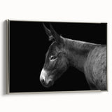 Framed canvas wall art showcasing a silver donkey design, side view, perfect for animal lovers and modern home decor; adds a touch of wildlife elegance.