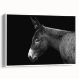 Framed canvas wall art featuring a side view of a whimsical donkey design, set against a white background, perfect for adding a playful touch to home decor.