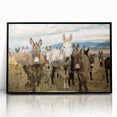Framed wall art featuring a striking donkey design from the "Animals: A Wild Life" collection, showcasing vibrant colors and a sleek black frame, ideal for animal lovers' decor.